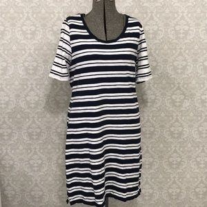 Vineyard Vines Double Navy Stripe T-Shirt Dress Lg